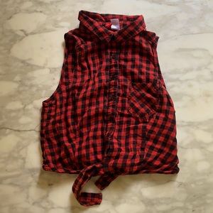 Plaid Button Up Red & Black Crop Top DIVIDED - H&M